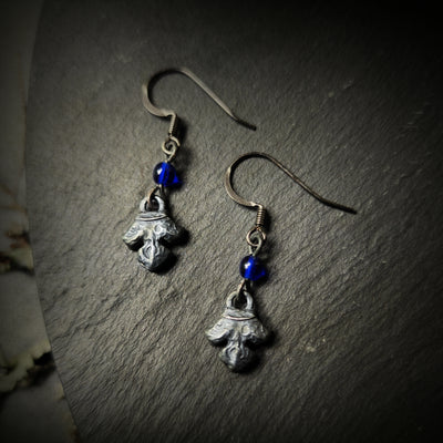 fleur earrings : cobalt glass & sterling