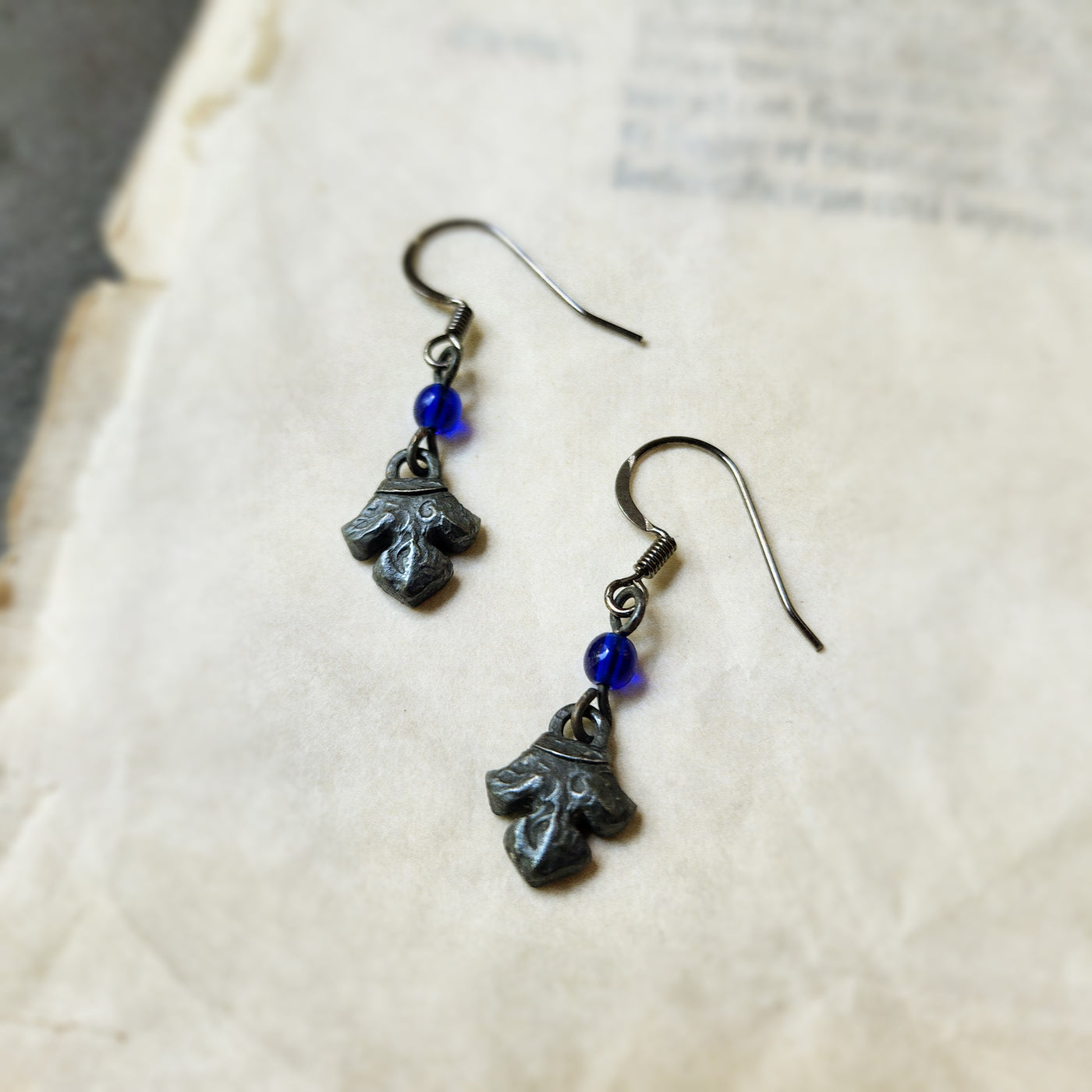 fleur earrings : cobalt glass & sterling