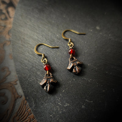 fleur earrings : carnelian & antiqued bronze