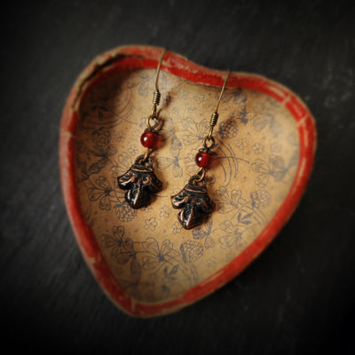 fleur earrings : carnelian & antiqued bronze