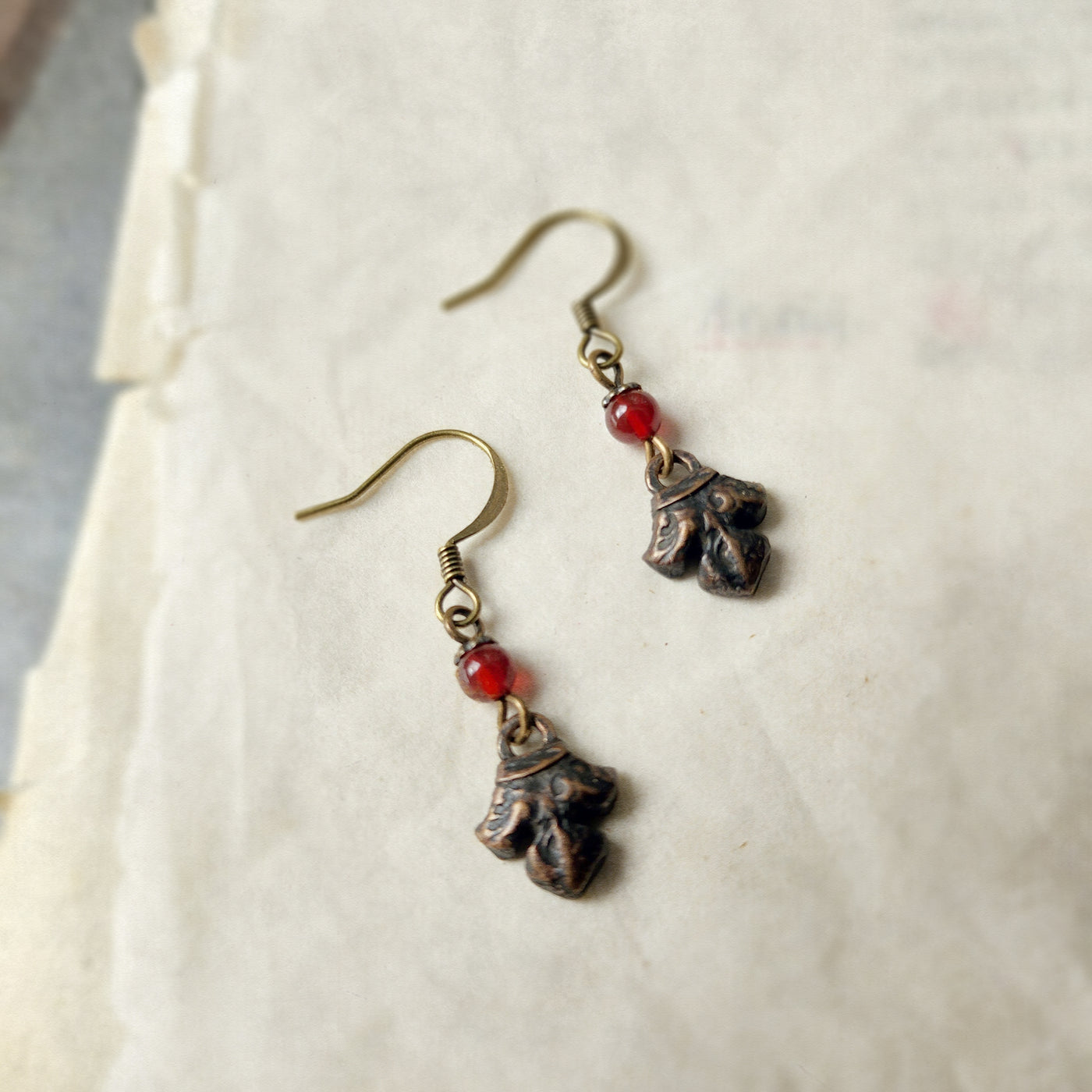 fleur earrings : carnelian & antiqued bronze