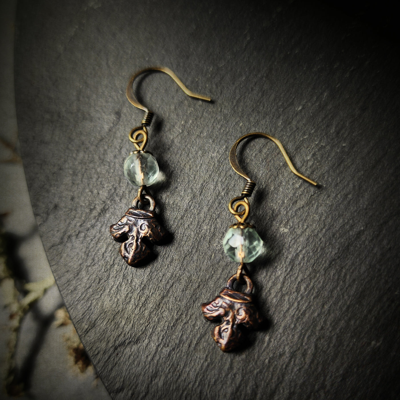 fleur earrings : fluorite & antiqued bronze