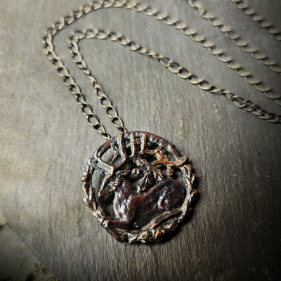 hart of the oak bower amulet - antiqued bronze