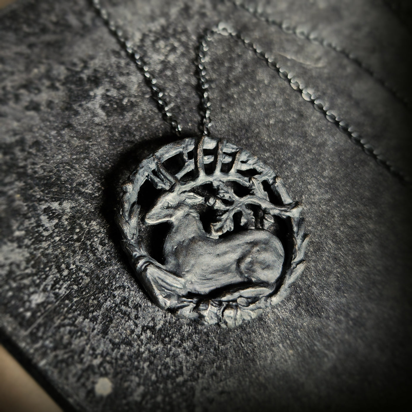 hart of the oak bower amulet - antiqued sterling silver