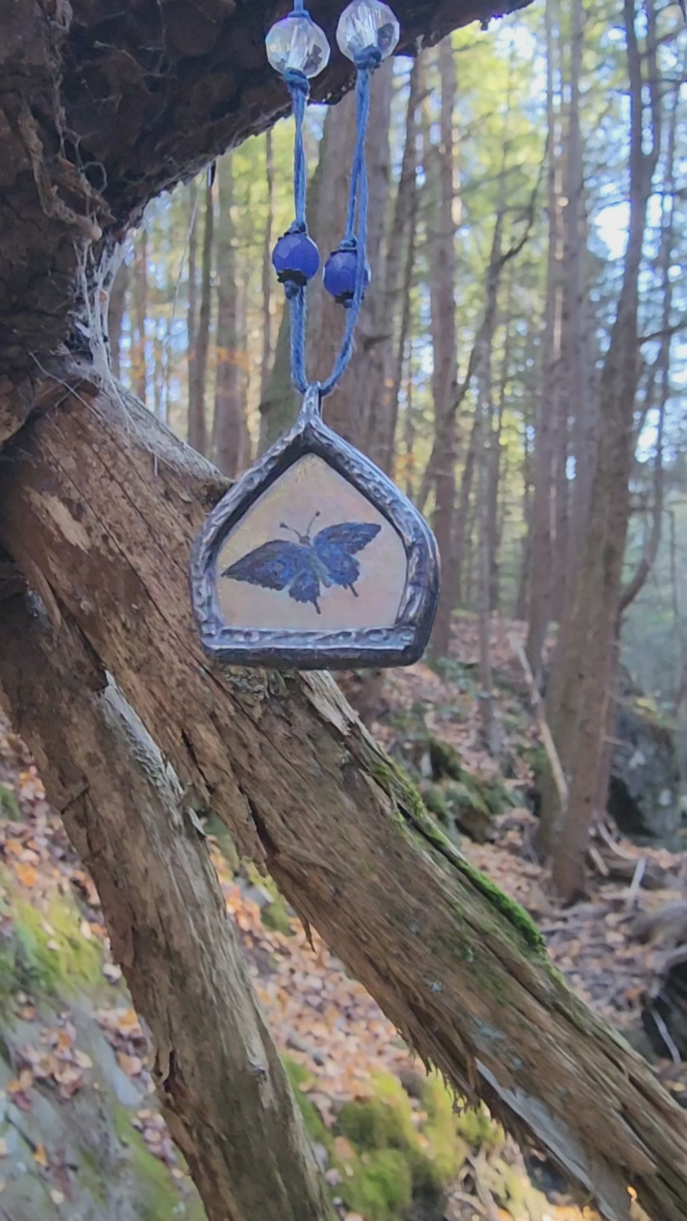 to fly again - enameled butterfly arch amulet