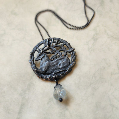 hart of the oak bower amulet - sterling & aquamarine