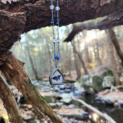 to fly again - enameled butterfly arch amulet